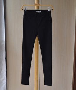 弹力小黑裤松紧腰裤脚开叉外穿加绒打底裤长裤百搭显瘦魔术裤女