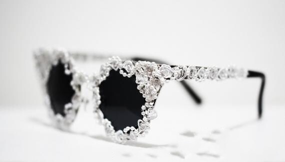 Cateye㊣美国代购 华丽维多利亚玫瑰花珍珠装饰墨镜眼镜太阳镜