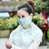 女款夏季防晒口罩护颈护脖披肩夏天防紫外线薄款骑行面罩透气面纱