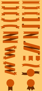 矢量缎带勋章徽章绶带条框图标 PS设计拼贴素材 自动发货