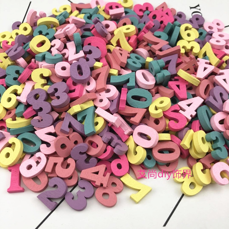 diy混装彩色木质数字字母幼儿园手工装饰品益智创意玩具拍摄道具