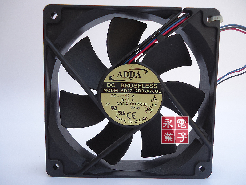 台湾ADDA 12025 12CM机箱静音风扇 12V 0.13A AD1212DB-A76GL