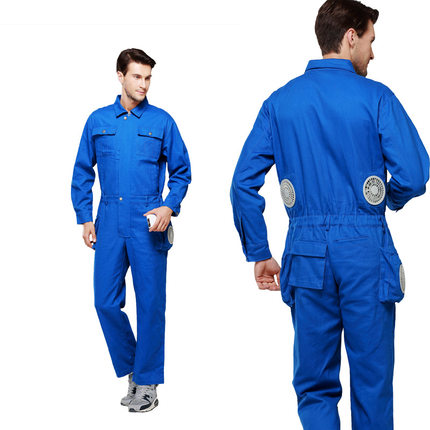定制充电空调降温服装套装户外降温工作服风扇排汗排气连体衣服
