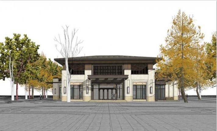 新中式草图大师售楼部 售楼中心会所SU模型 sketchup模型含实景