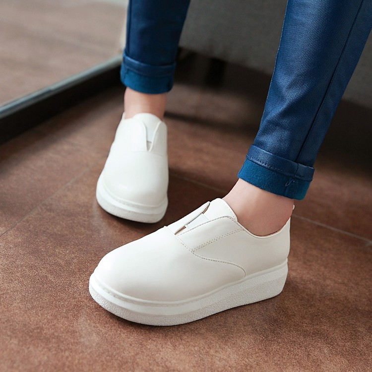 2017纯色素面套脚松紧带厚底平底平跟圆头休闲女鞋乐福鞋小白鞋在类目 女鞋, 低帮鞋, 豆豆鞋中 - 来自Buy2taobao.com提供专业的淘宝代购服务