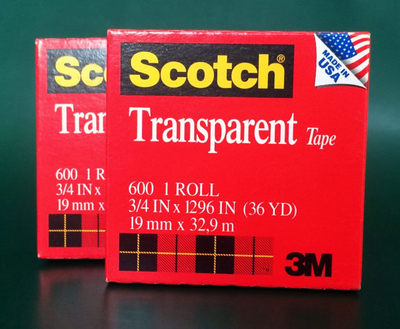 美版正品3M600测试透明胶带 Scotch 19MM*32.9M F3P 3/4D飞机胶带