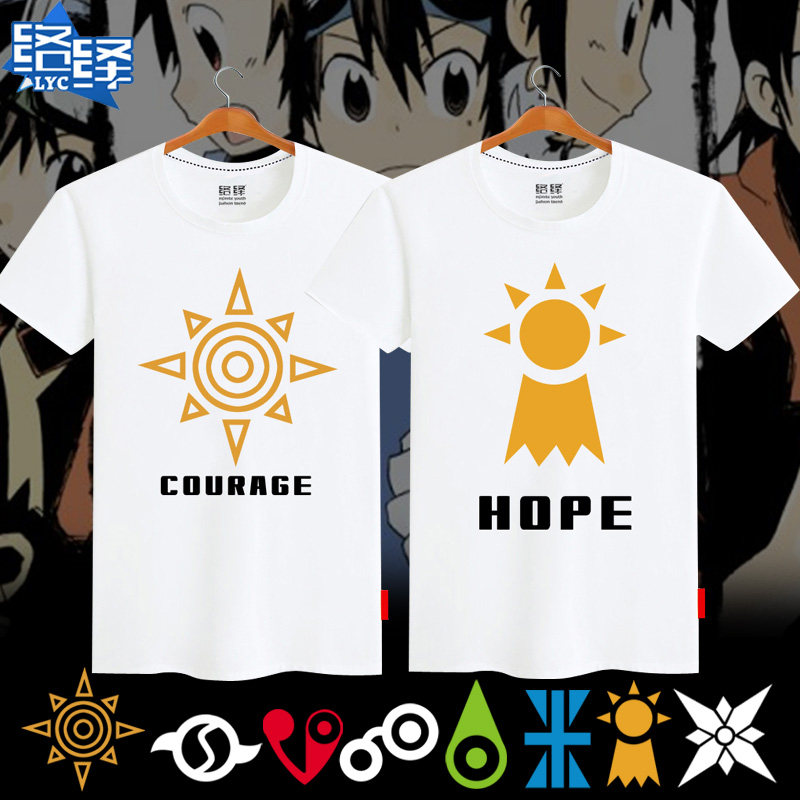 Flock Digimon Great adventure tri badge Short sleeved T-shirt student Couples dress clothes Cartoon comicin the Men's clothing, T-shirt  category - from Buy2taobao.com to provide professional Taobao agent buy service