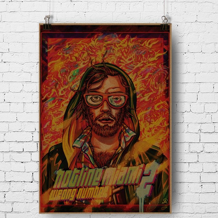 act 动作游戏 迈阿密热线 hotline miami海报 网吧装饰游戏海报