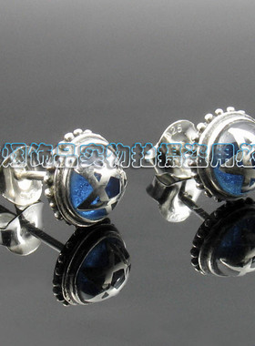 紫烟促销 925银原版 小号Alex Streeter蓝色五芒星耳钉（单只）