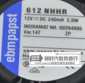 全新原装ebmpapst  TYP 612NHHR 12V 2.9W 6025 6cm 德国风扇专售