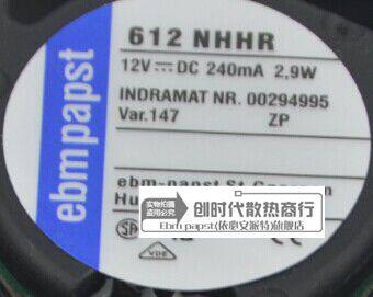 全新原装ebmpapst  TYP 612NHHR 12V 2.9W 6025 6cm 德国风扇专售