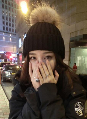 毛线帽子女冬天潮韩国甜美可爱针织帽秋冬季保暖毛球毛线帽女韩版