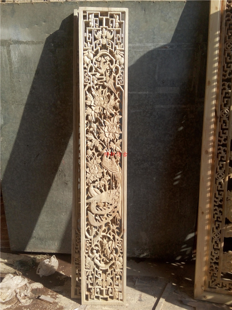 东阳木雕仿古门窗挂件实木雕花花板屏风榆木花格玄关隔断吊顶定制