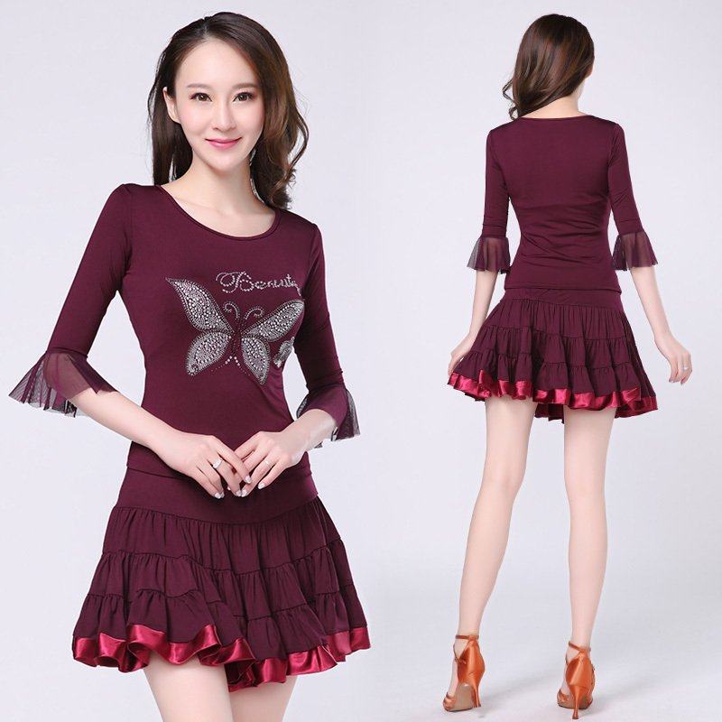 广场舞服装新款裙子女圆领舞蹈服