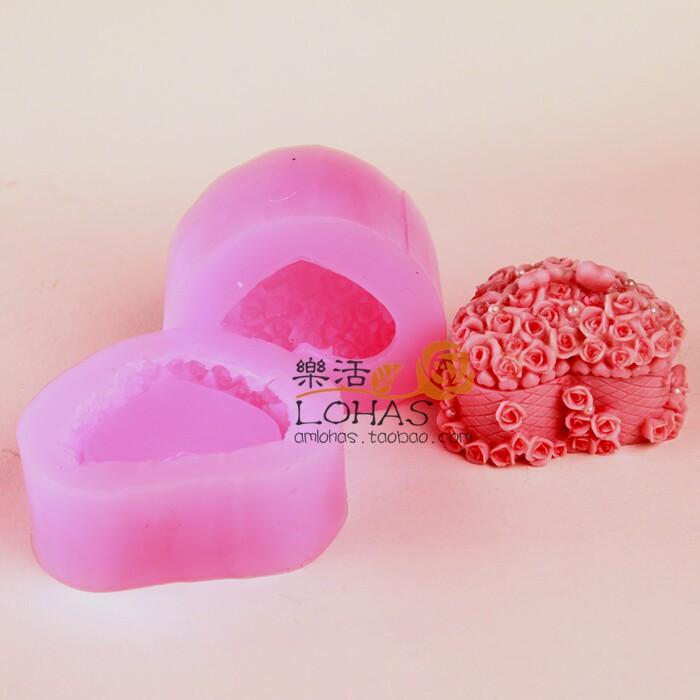 玫瑰宝盒硅胶模具3D巧克力香薰石膏树脂工艺品盐雕ab滴胶diy蜡烛