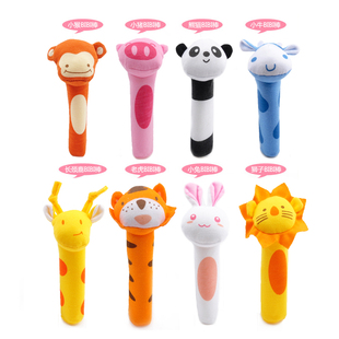 BIBI棒动物手捏棒 0-1岁宝宝玩具 婴儿手拿棒 宝宝手偶BB棒毛绒棒