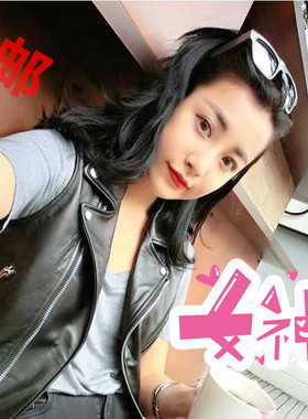 SLP风格 明星同款女士真皮皮衣  绵羊皮无袖翻领短款机车马甲捡漏