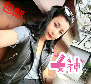 SLP风格 明星同款女士真皮皮衣  绵羊皮无袖翻领短款机车马甲捡漏