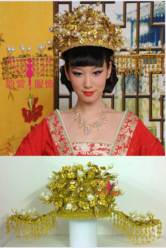 女款古装头饰发饰 皇后贵妃凤冠 古装帽子 影楼写真表演古典凤冠