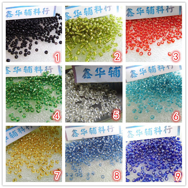 隔珠 挡珠DIY珠子银心珠 米珠 玻璃珠2X3mm灌银小珠彩珠 手缝珠子