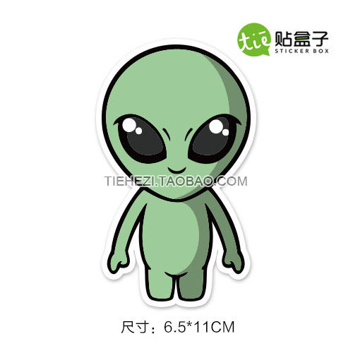 外星人卡通贴纸 笔记本电脑贴纸 拉杆箱旅行箱滑板吉他防水3m贴纸