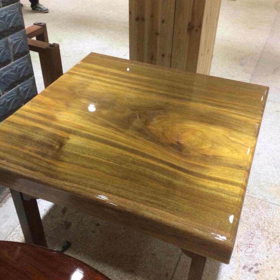 绿檀餐桌实木大板桌高档现代中式家具天然原木方桌简约108*108*11