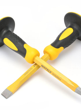 Wately威特力 12寸双色柄尖凿 扁凿  300mm尖冲 扁冲 石工钢凿子