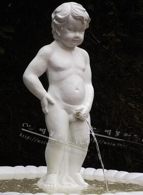 欧式风鱼池别墅庭院小孩水景雕塑