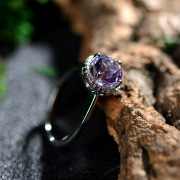 Very Thai ring 925 sterling silver natural Amethyst mosaic Korean women''s Thai silver fashion rings women