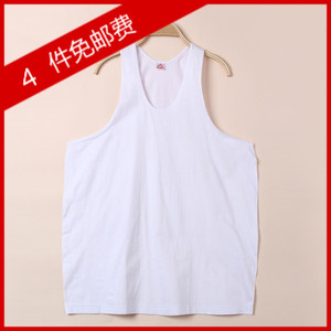 三件包邮中老年纯棉跨栏宽松吊带背心全棉夏季加肥加大老头汗衫