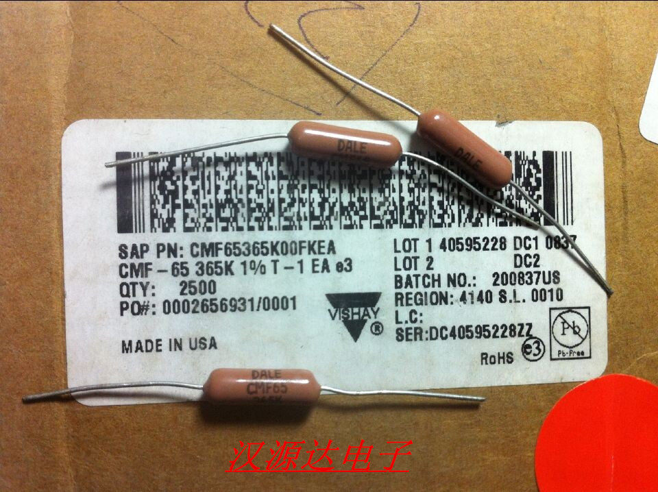 DALE CMF65 365K 1% 100PPM 1W CMF65365K00FKEA DALE绕线电阻