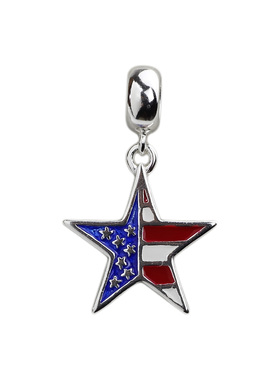 纯银国旗五角星手镯项链吊坠