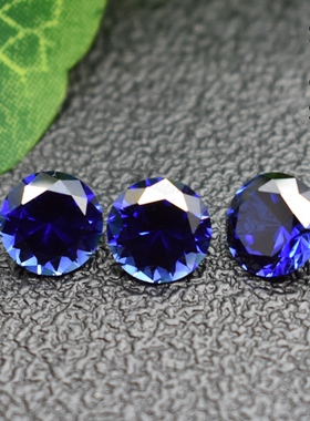 5A级斯里兰卡蓝宝石圆形戒指戒面裸石矢车菊蓝色小碎钻首饰品镶嵌