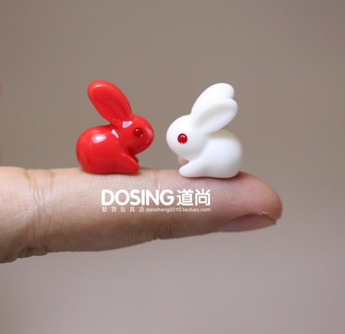 小白兔树脂公仔模型微景摆件