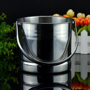 加厚型不锈钢冰粒桶酒吧KTV塑料冰桶家用带漏格冰块桶手提钻石桶