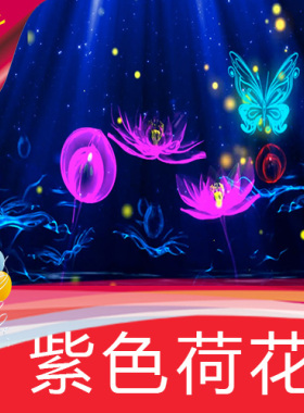夜幕下盛开的紫色荷花 莲花蝴蝶 歌曲舞蹈背景 视频素材