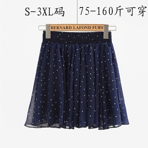 特价夏季百褶雪纺半身裙短裤裙胖mm大码女防走光短裙子碎花裙裙裤