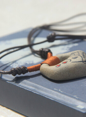 手工情侣长款文艺风皮质毛衣链