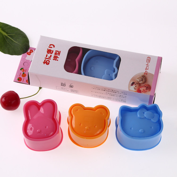 袋装宝宝吃饭工具卡通动物兔熊猫饭团模具米饭寿司海苔模具3件套