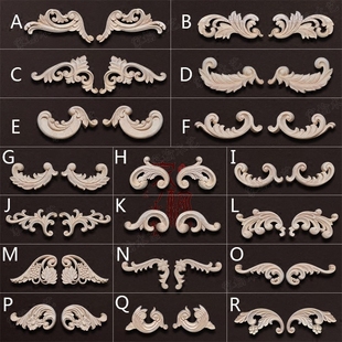 东阳木雕精雕角花欧式 贴花实木家具花片对称柜子装 饰花小对角花线