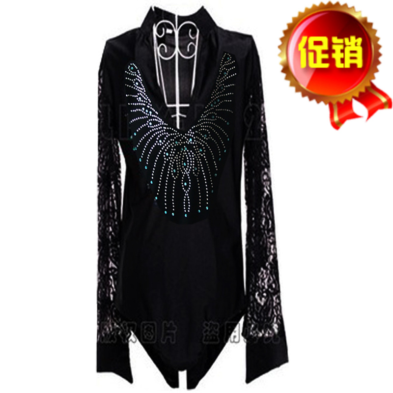 新款镶钻男士少儿/成人拉丁舞演出服上衣 男儿童拉丁舞表演练习服