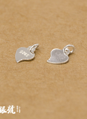 纯银爱心形铭牌饰品定制刻字