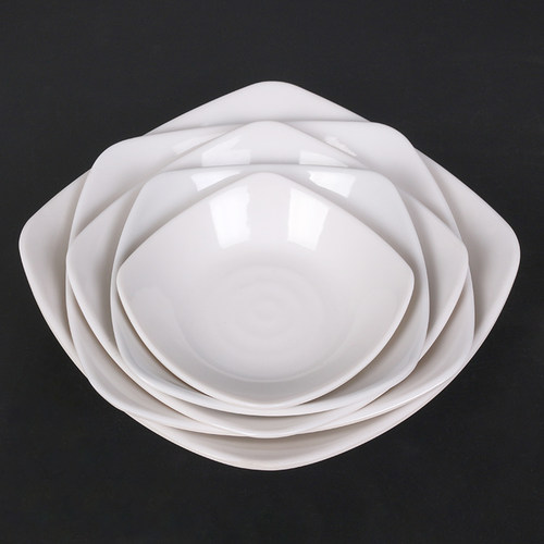 密胺仿瓷深口纯白色包邮塑料盘子