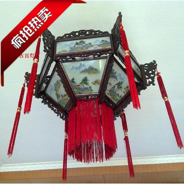 中式宫灯中式灯具古典宫灯手绘仿古宫灯木制宫灯客厅/活扇吸顶灯