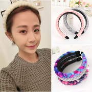 Known NI-style hand-knit coarse wool for fall/winter headband Korean braided belt teeth hair clip headband hair accessories