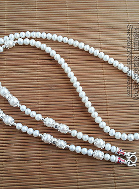 纯银项链纯银项链佛牌天然珍珠