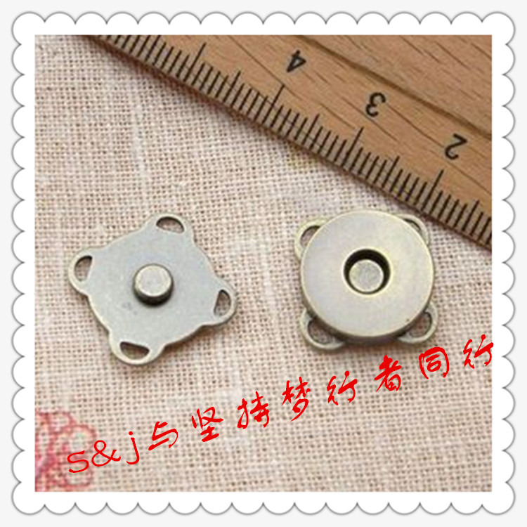 DIY手工辅料配件 梅花形古铜色手缝磁扣纽扣 磁铁扣 钱包扣 14mm