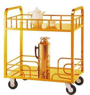 钛金暖水瓶车茶水移动手推车4s店服务点心餐车酒不支架结构广东省