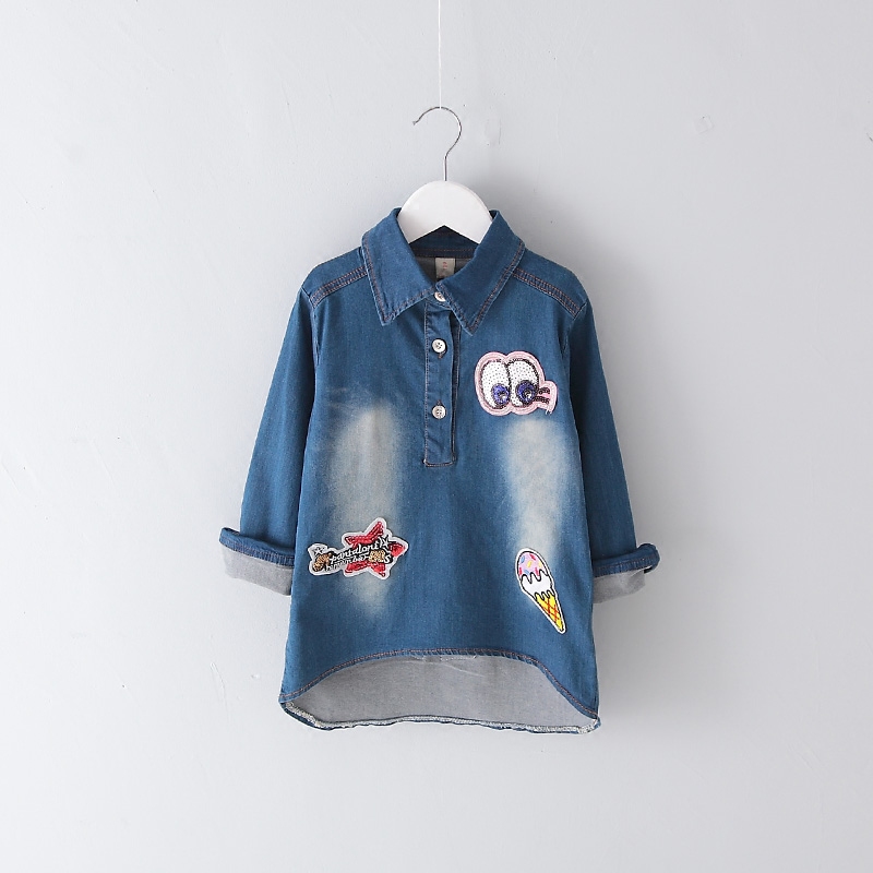 Chemise fille à manche longue en toile - Ref 2088687 Image 3