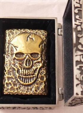 原装芝宝正品ZIPPO打火机 金色、银色、重盔甲 万恶之城 骷髅头